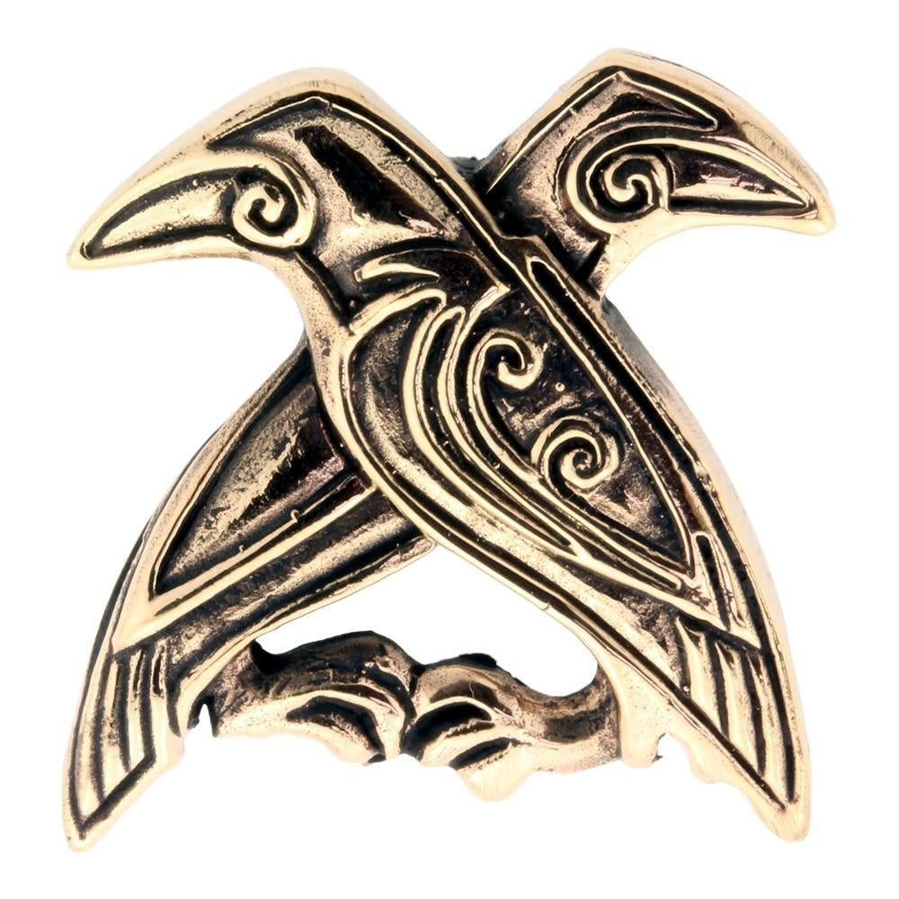 Broche/spænde Hugin og Munin Bronze