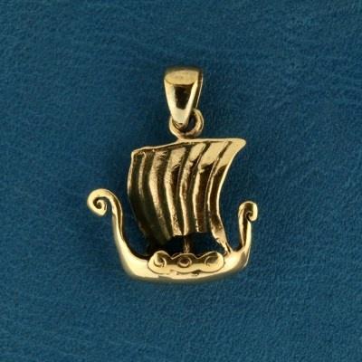 vikingeskib i bronze som vedhæng