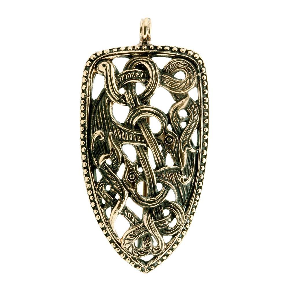 Tungeformet fibula i Jellingstil broche - bronze