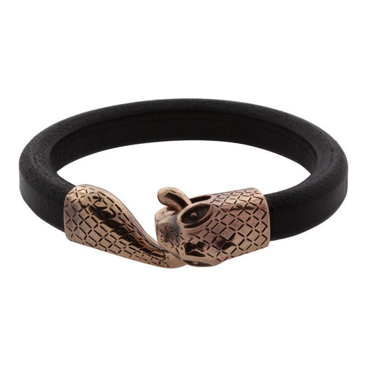 Slange - Læderarmbånd- Bronze