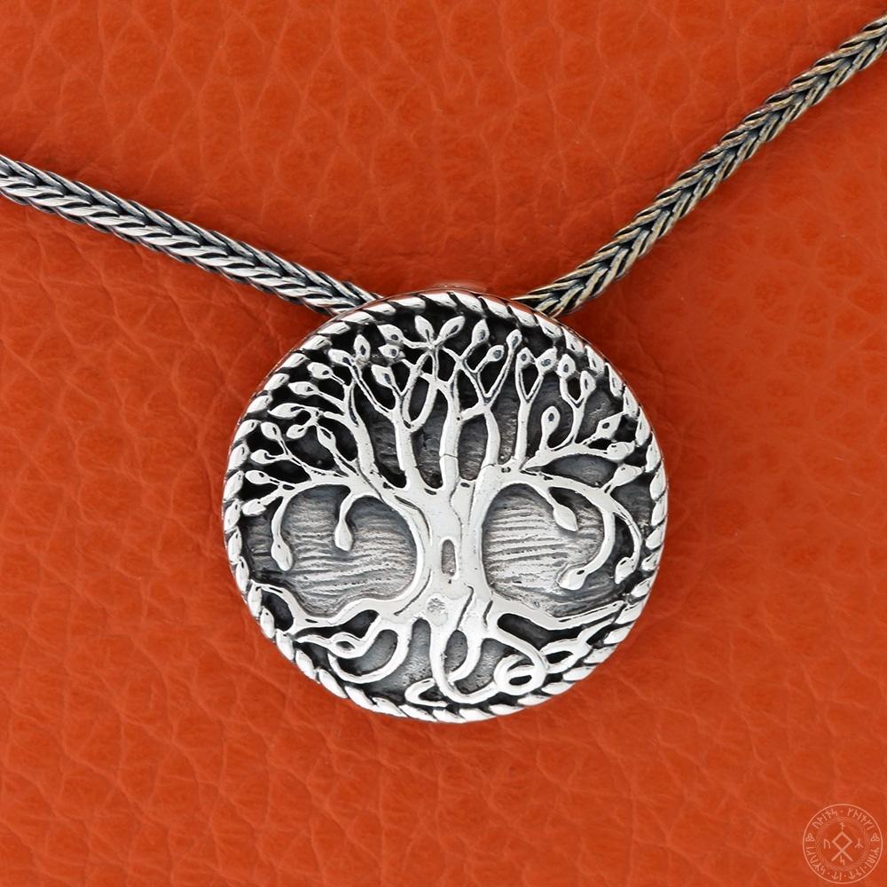Yggdrasil / Livets træ medaljon i sølv