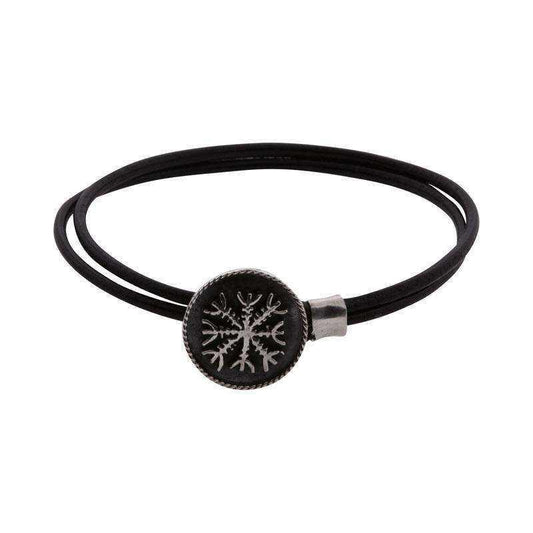 Ægirs Hjelm læderarmbånd - sølv