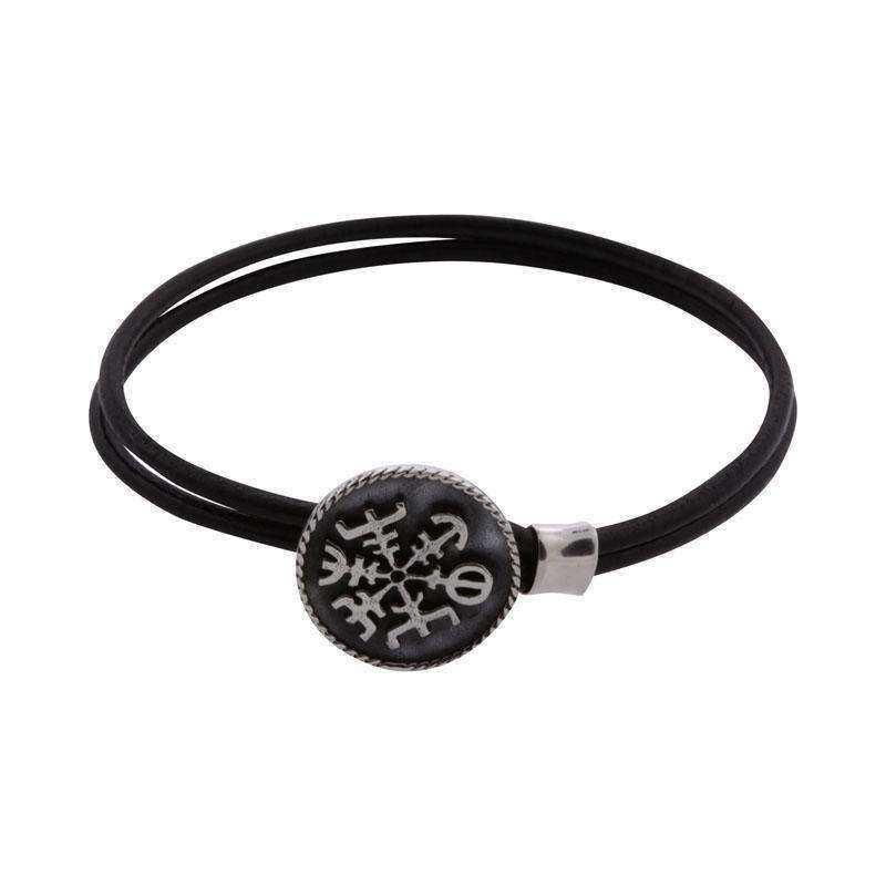 Vejviser runestav læderarmbånd - sølv