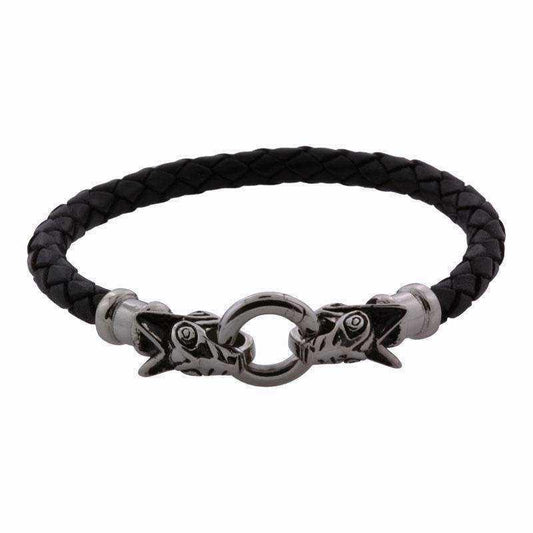 Fenris ulven 8 mm. læderarmbånd - stål