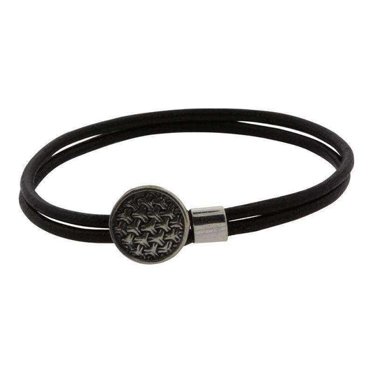 Ringkæde læderarmbånd - sølv