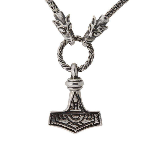 Thors hammer i Fenriskæde i sterling sølv.