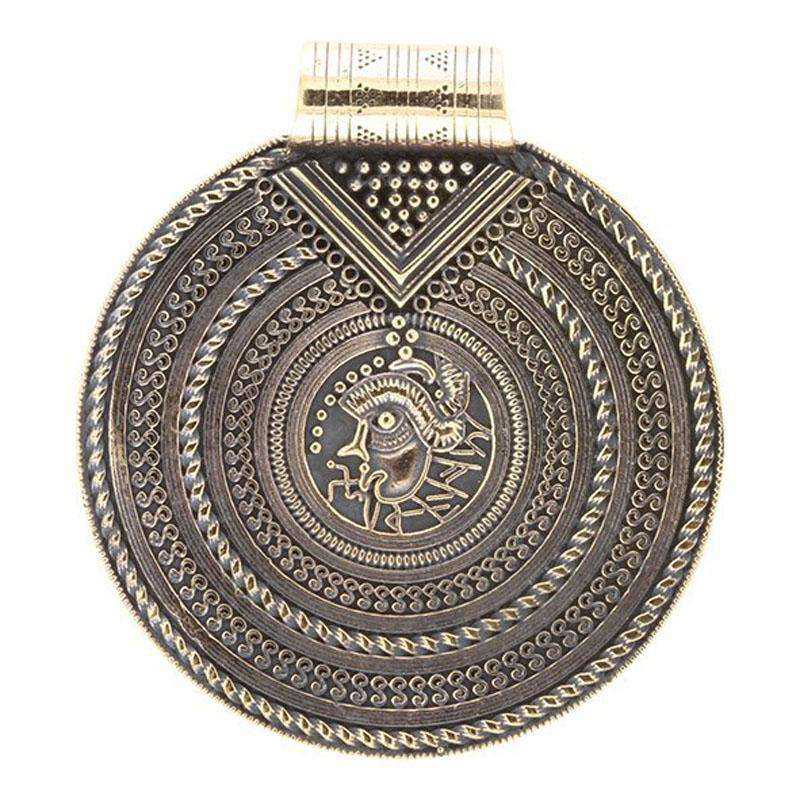 Vikingebrakteat amulet med glasperler i bronze