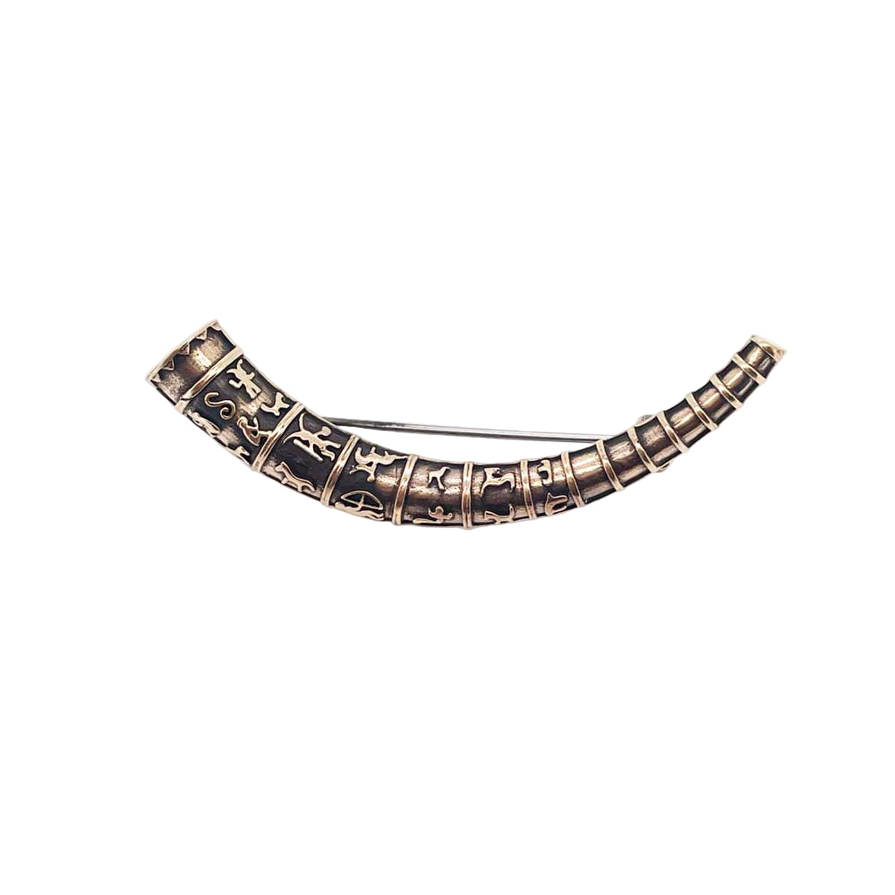 Guldhorn broche i bronze