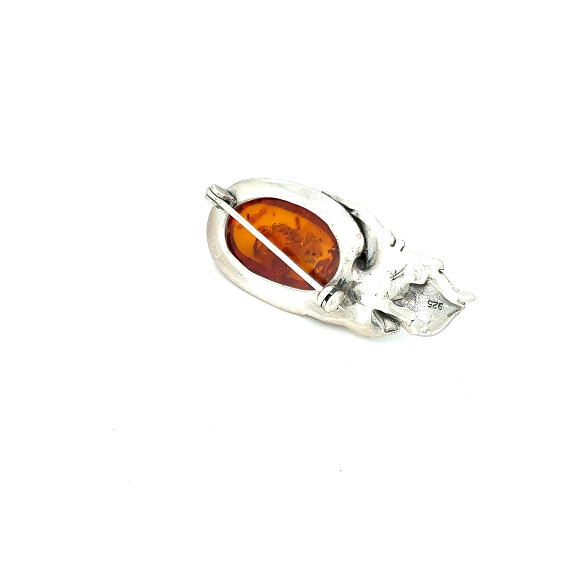 TILBUD Broche m/rav og liljer - sølv