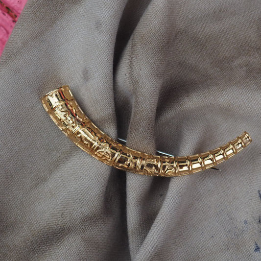 Guldhorn forgyldt sølv - broche