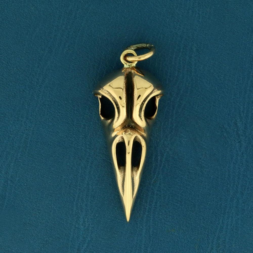Stort Hugin og Munin kranium vedhæng - bronze