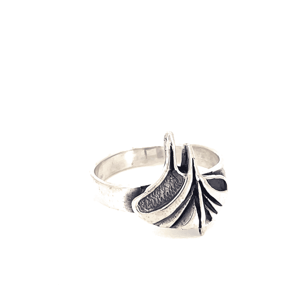 Vikingeskibs ring i sølv